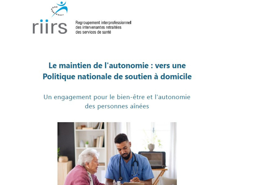 M&eacute;moire du RIIRS sur le maintien de l&rsquo;autonomie 